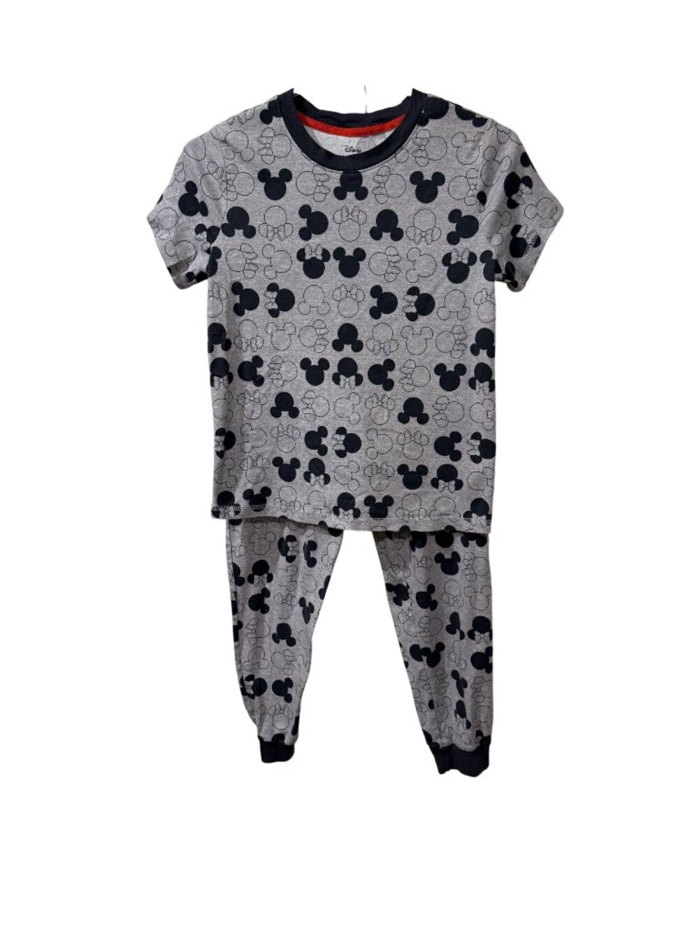 Disney Mickey Mouse Grey Pajama Set For women With Black Pattern Print - Size M